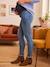 Skinny Leg Jeans with Frayed Hems & Seamless Belly-Wrap for Maternity BLUE DARK SOLID 