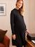 Dual Fabric Sweater Dress, Maternity & Nursing Special BLACK DARK SOLID 