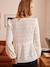 Blouse in Macramé Lace, Maternity & Nursing Special BEIGE LIGHT SOLID 