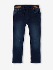 Boys-Jeans-Straight Cut Denim-Effect Fleece Trousers, for Boys