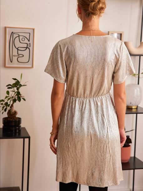 Wrapover Iridescent Dress, Maternity & Nursing Special iridescent beige 