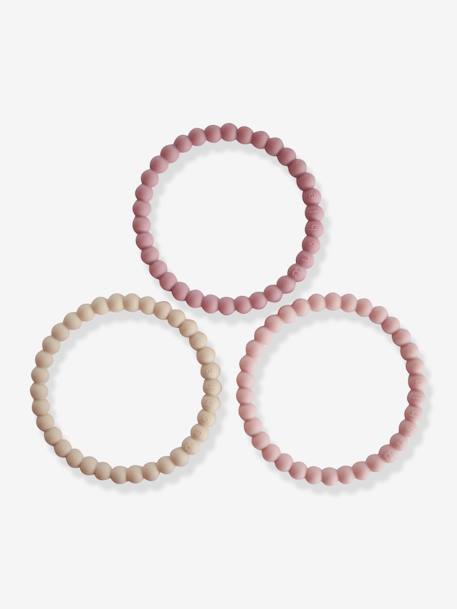 Pack of 3 Pearl Teether Bracelets - MUSHIE green+rose 