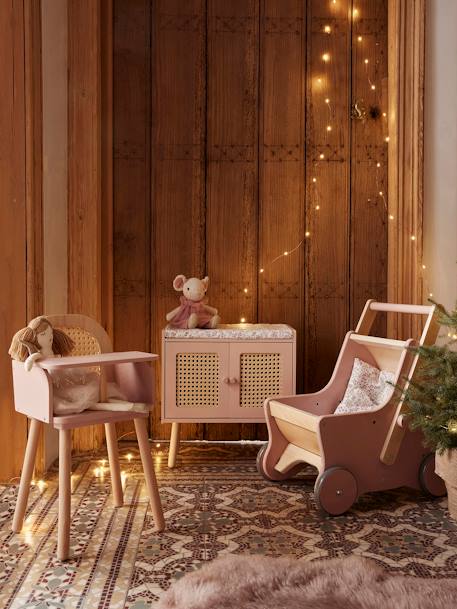 Changing Table in Straw & FSC® Wood, Poetry PINK LIGHT SOLID+white 