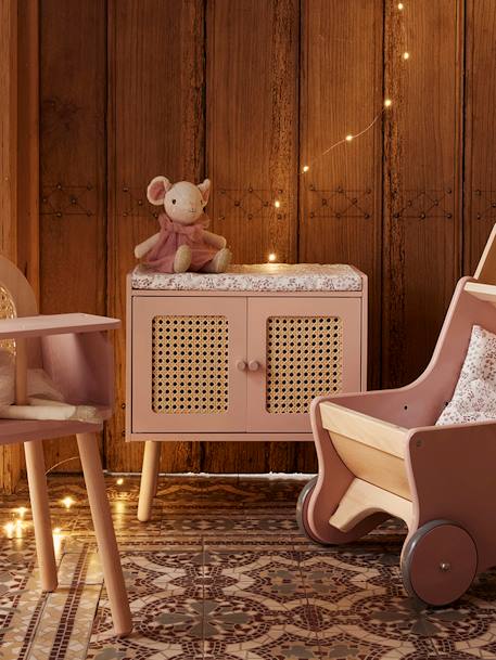 Changing Table in Straw & FSC® Wood, Poetry PINK LIGHT SOLID+white 