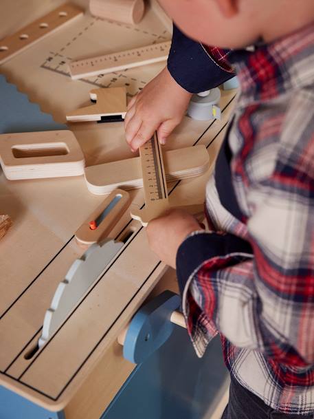 Large DIY Workbench in FSC® Wood & Metal BLUE DARK SOLID 