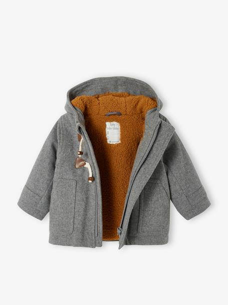 Hooded Duffle Coat for Babies Dark Blue+Grey Stripes 