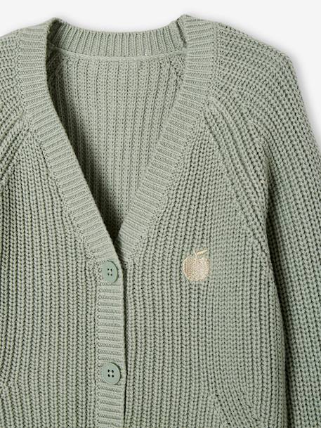 Rib Knit Cardigan for Girls coral+pale yellow+sage green 