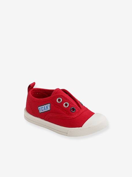 Elasticated Canvas Trainers for Babies denim blue+red 