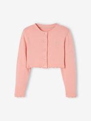 Girls-Cropped Openwork Cardigan for Girls