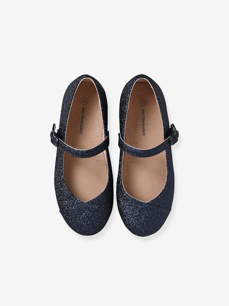 Glittery Ballerina Pumps for Girls blue+silver 