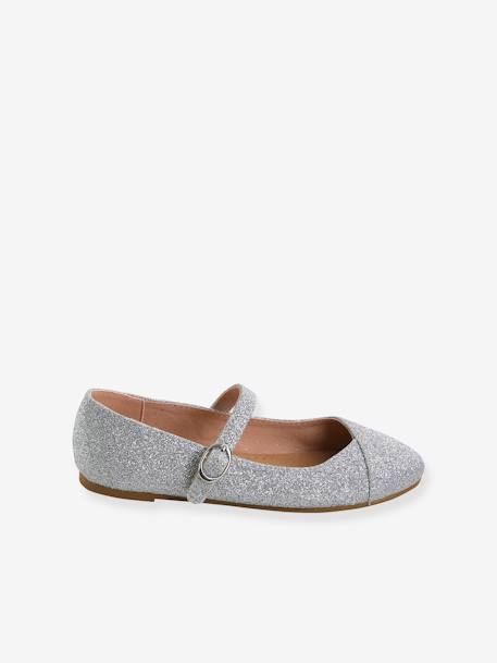 Glittery Ballerina Pumps for Girls blue+silver 