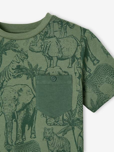 T-Shirt with Graphic Motifs for Boys anthracite+cinnamon+lichen+marl white+pecan nut+terracotta 