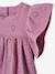 Cotton Gauze Blouse with Embroidered Flowers for Girls ecru+mauve 