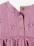 Cotton Gauze Blouse with Embroidered Flowers for Girls ecru+mauve 