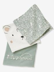 Nursery-Pack of 3 Muslin Squares in Cotton Gauze, In the Woods