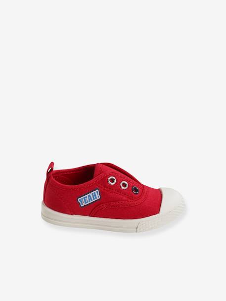 Elasticated Canvas Trainers for Babies denim blue+red 