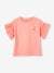 T-Shirt with Ruffled Sleeves in Broderie Anglaise for Girls ecru+peach 