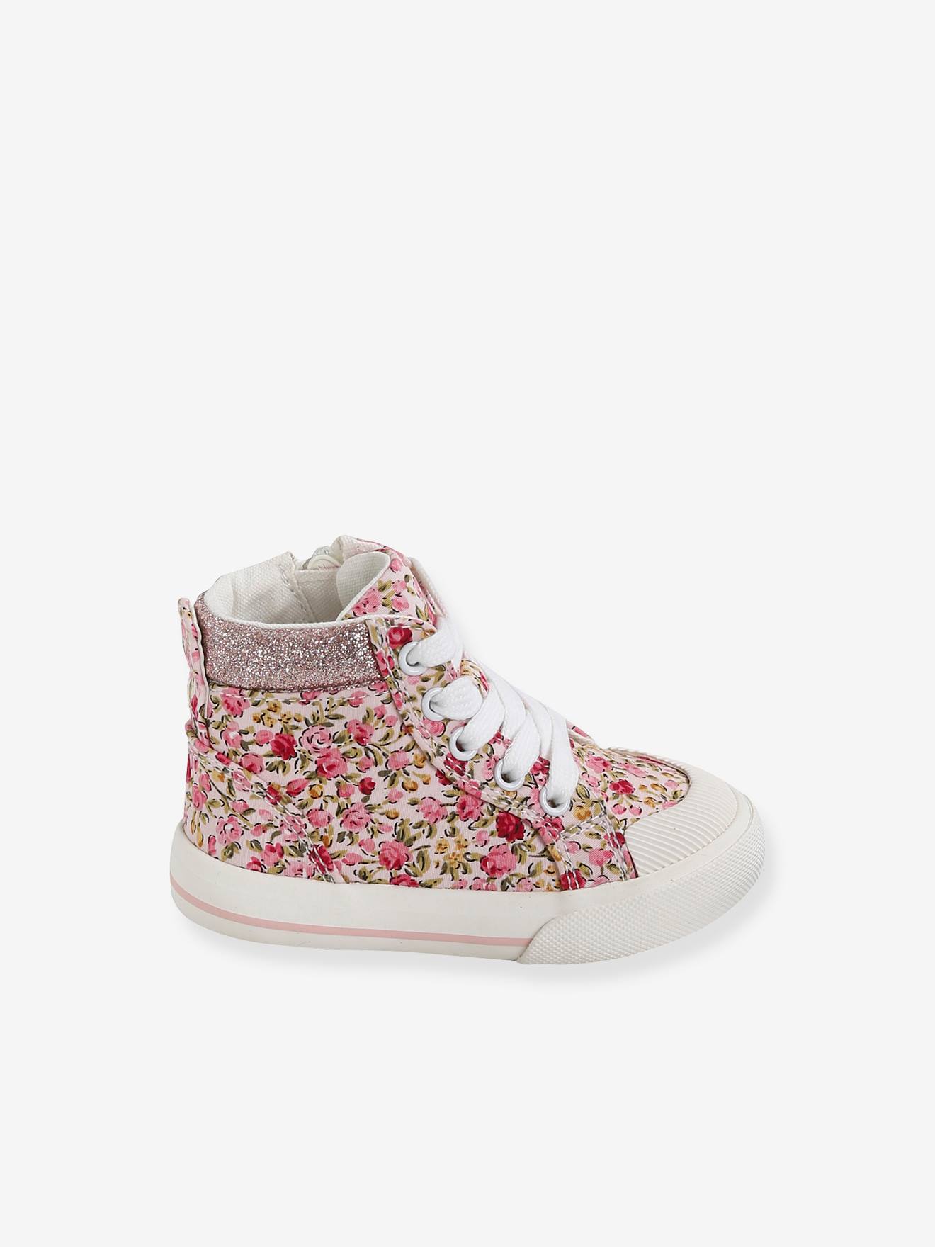 High Top Trainers with Laces Zips for Babies rose