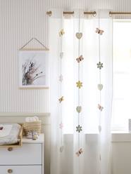 -Semi-Sheer Curtains with Eyelets & Butterfly & Flower Garland, Countryside