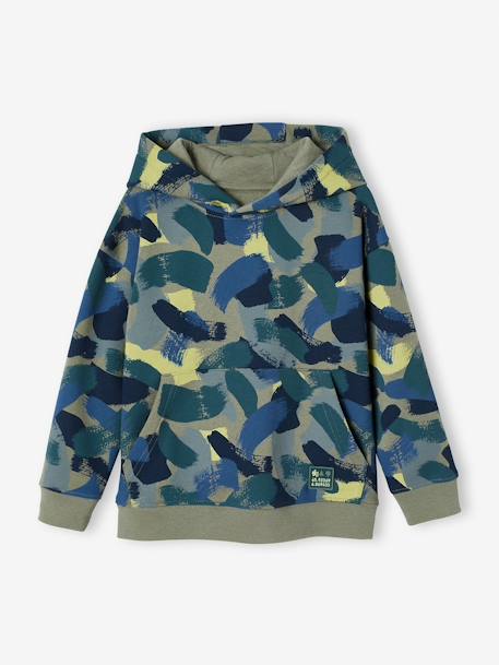 Hooded Sweatshirt with Camouflage Effect for Boys printed green 