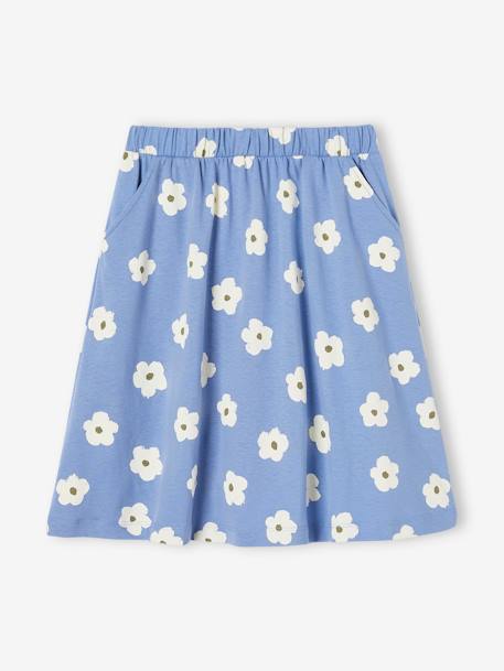 Long, Printed Skirt for Girls azure+rosy 