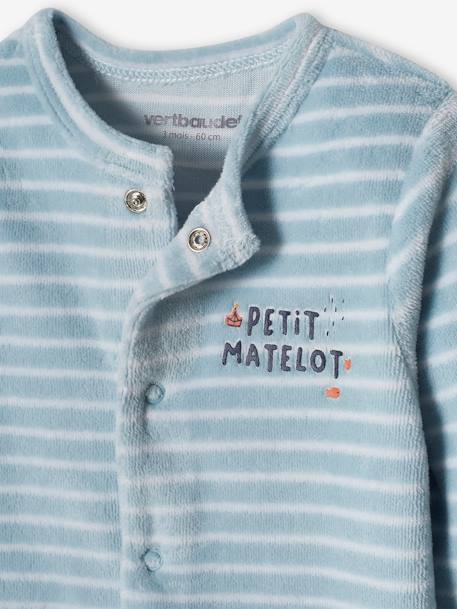 Pack of 2 Boat Sleepsuits in Velour for Baby Boys sky blue 