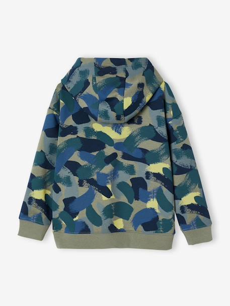 Hooded Sweatshirt with Camouflage Effect for Boys printed green 