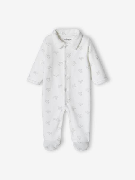 Pack of 2 Boat Sleepsuits in Velour for Baby Boys sky blue 