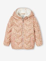 Girls-Lightweight Padded Jacket with Hood & Printed Motifs for Girls