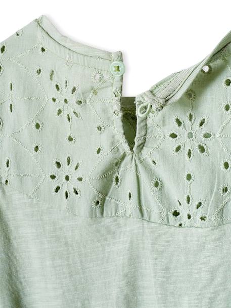 Dress with Details in Broderie Anglaise for Girls aqua green+pale pink+PINK DARK SOLID 