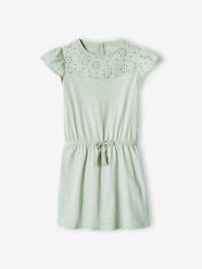 Girls-Dress with Details in Broderie Anglaise for Girls