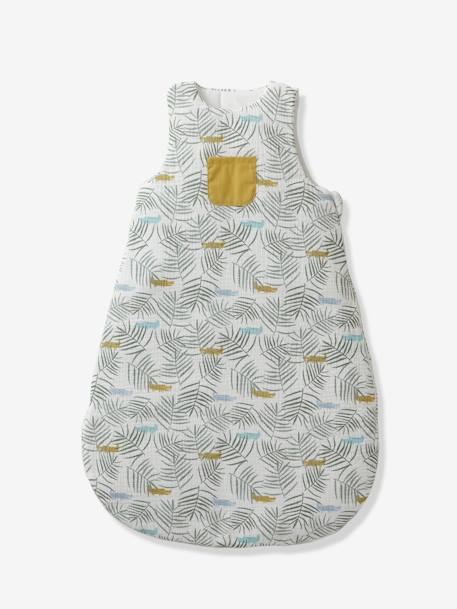 Sleeveless Baby Sleeping Bag in Cotton Gauze, Trek, Oeko-Tex® printed white 