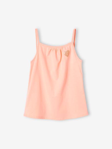 Pack of 3 Basics Tops with Thin Straps, for Girls peach+raspberry pink 