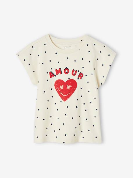 Dotted 'Amour' T-Shirt for Girls ecru 