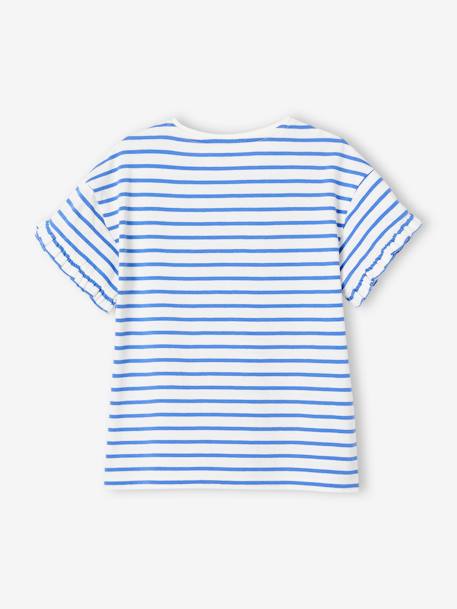 Striped T-Shirt, Sequinned Heart, for Girls navy blue+sky blue+striped blue+WHITE MEDIUM STRIPED 