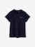 Short Sleeve Top with Collar for Girls ecru+navy blue 