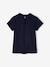Short Sleeve Top with Collar for Girls ecru+navy blue 