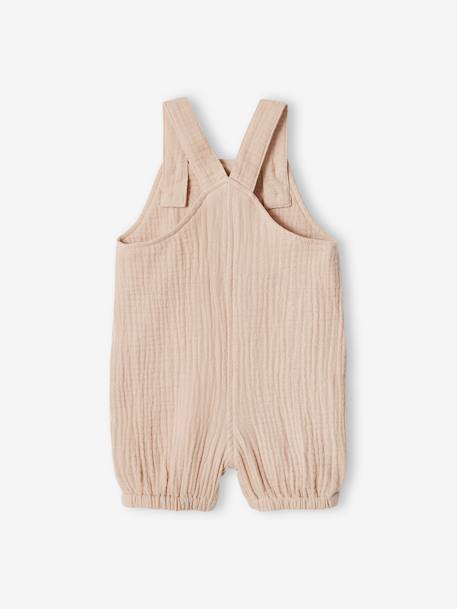 Cotton Gauze Dungarees, Lined, for Newborn Babies beige+bleached denim 