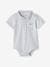 Pack of 2 Bodysuits with Polo Shirt Collar & Pocket, for Newborns Dark Blue+sky blue 