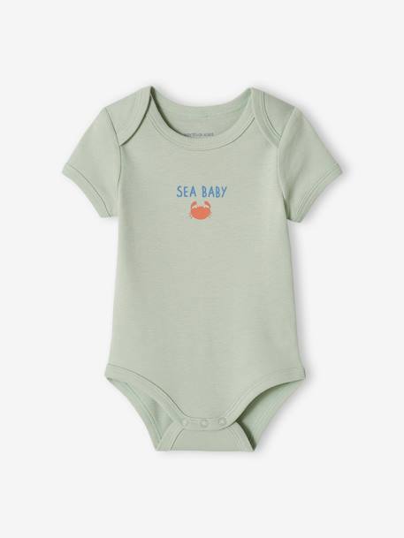 Pack of 5 'Beach' Bodysuits with Cutaway Shoulders for Babies aqua green 