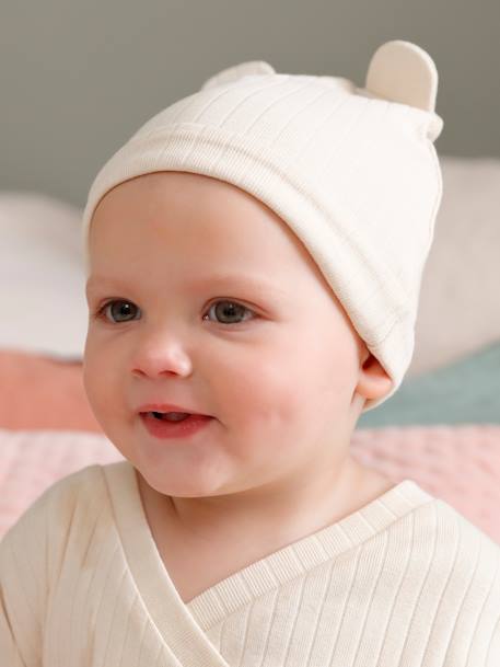 Rib Knit Jumpsuit & Beanie for Babies BEIGE LIGHT SOLID 