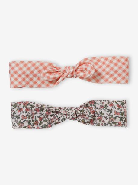 Pack of 2 Headbands with Prints for Girls nude pink+rose 