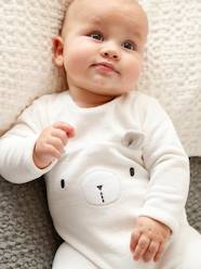 -Bear Sleepsuit in Velour, for Babies