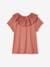 Top with Frilled Collar in Broderie Anglaise for Girls ecru+old rose+sage green 