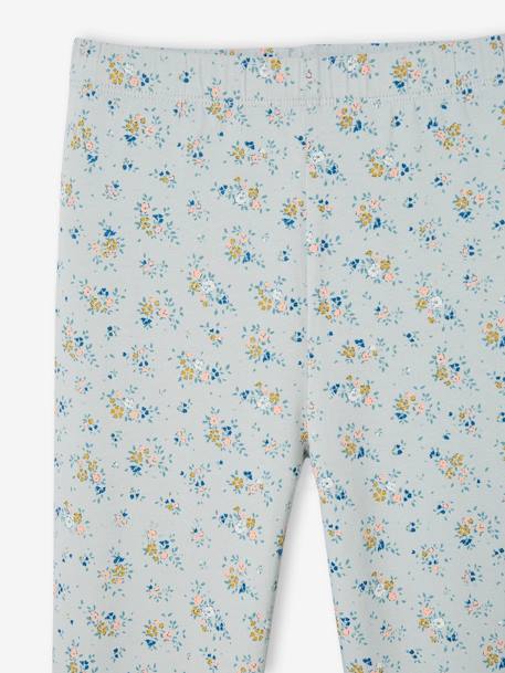 Printed Leggings for Girls ecru+grey green+sky blue 