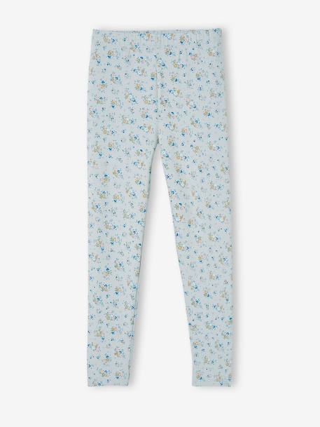 Printed Leggings for Girls ecru+grey green+sky blue 