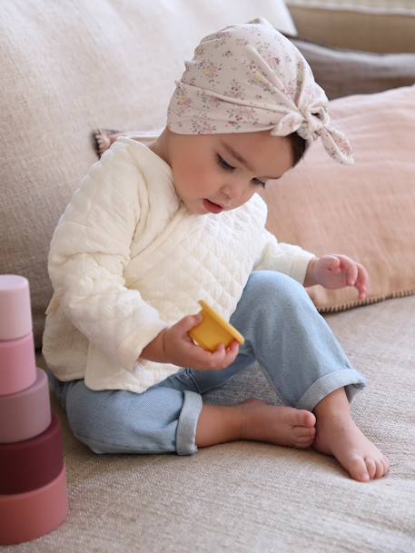 Turban-Like Beanie in Printed Knit for Baby Girls rose beige 