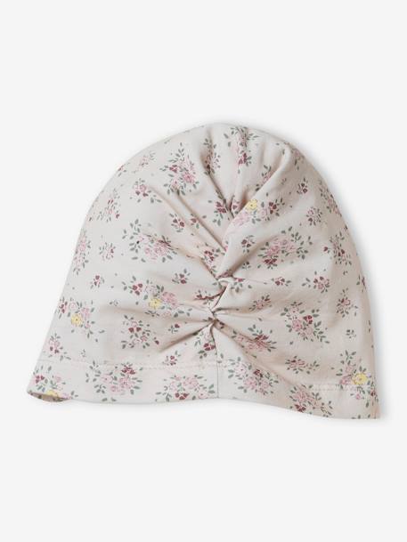 Turban-Like Beanie in Printed Knit for Baby Girls rose beige 