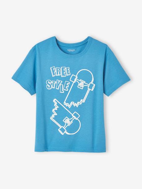 T-Shirt with Maxi Motif with Puff Ink Details for Boys azure+green 