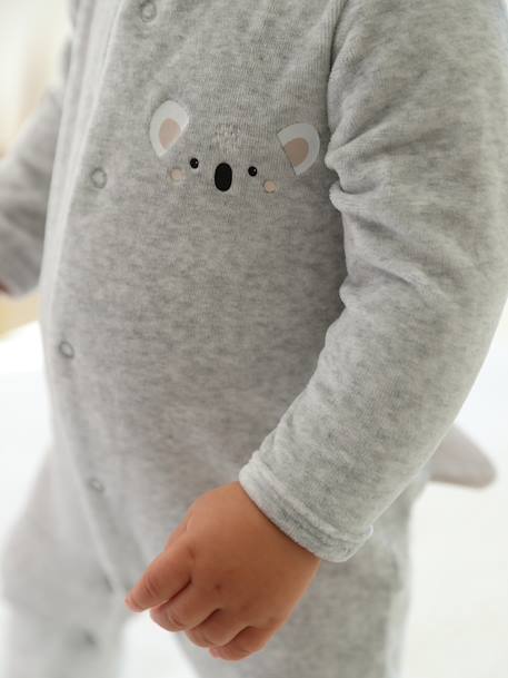 Koala Sleepsuit in Velour, for Babies marl beige+marl grey 